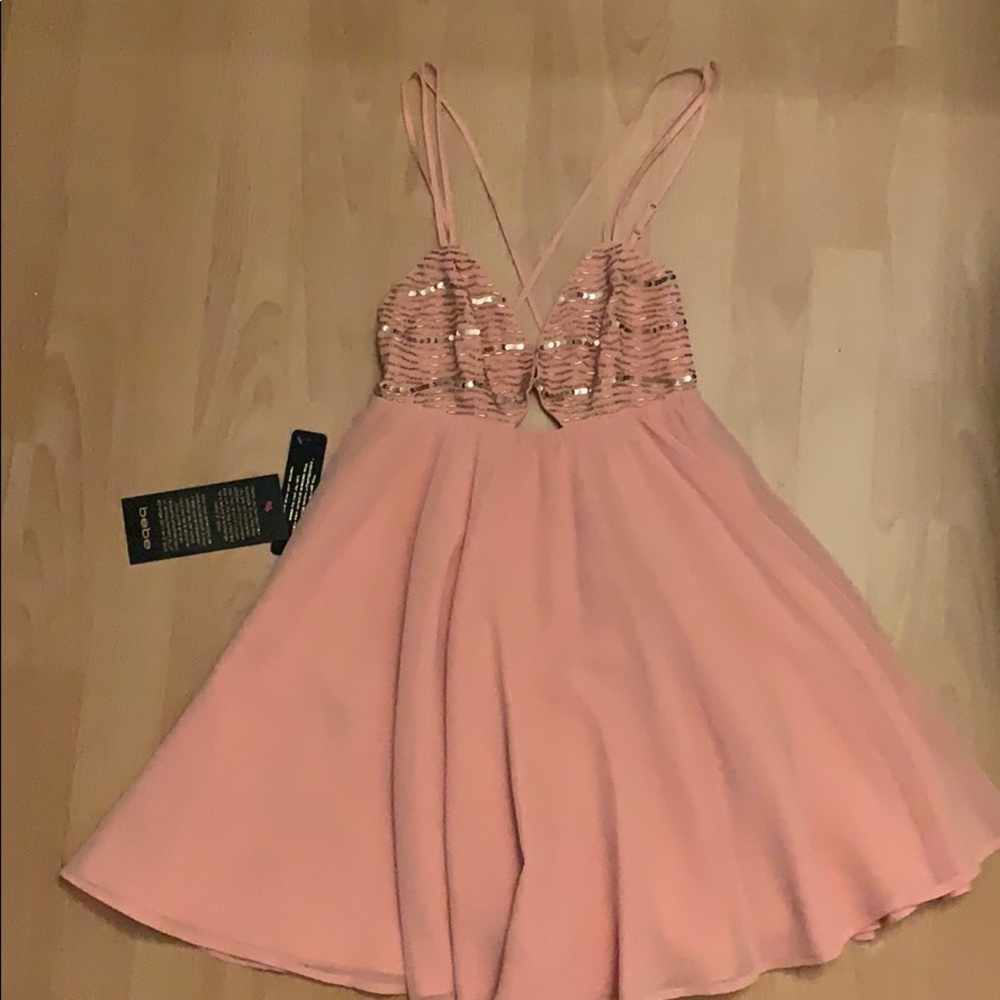bebe Pink Sequin Mini Dress
